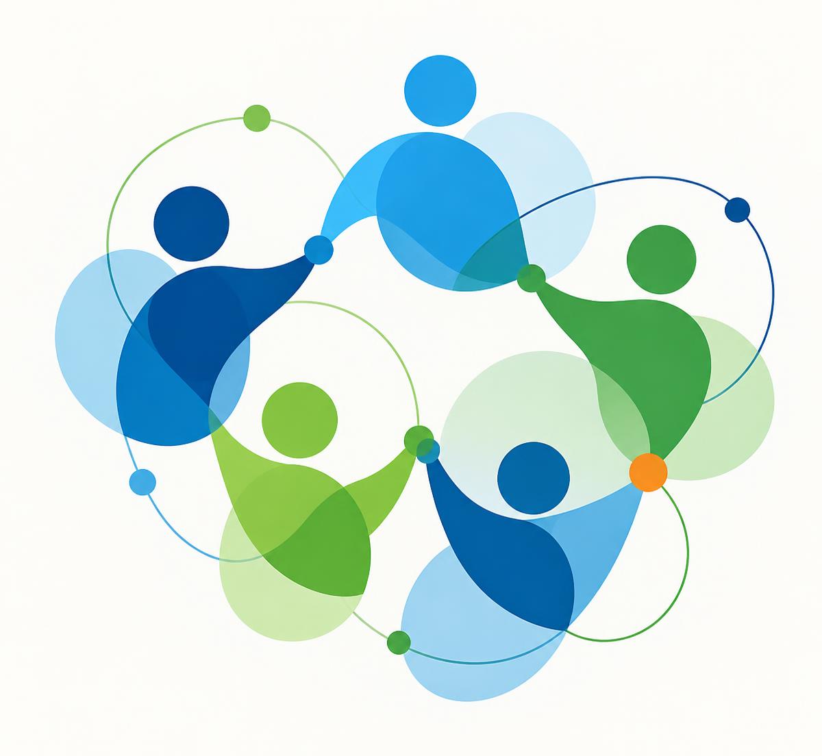 Abstract illustration of people linked together in a connected community network